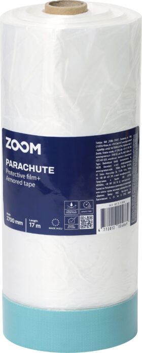 Zoom Polythene curtain with adhesive scrim tape for outdoor applications