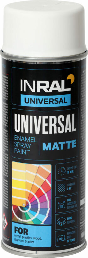 Inral Aerosolkrāsa UNIVERSAL Enamel koši balta