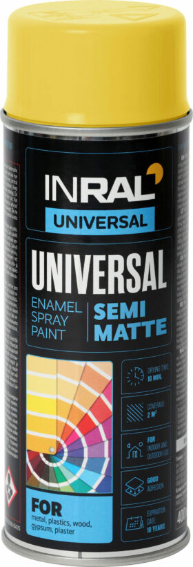 Inral Aerosolkrāsa UNIVERSAL Enamel satiksmes dzeltena