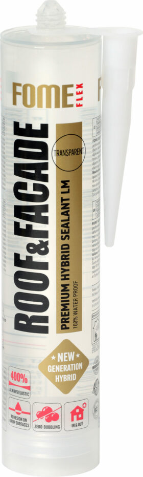 FOME FLEX Roof&Facade jaunākās paaudzes profesionāls hibrīda hermētiķis, caurspīdīgs